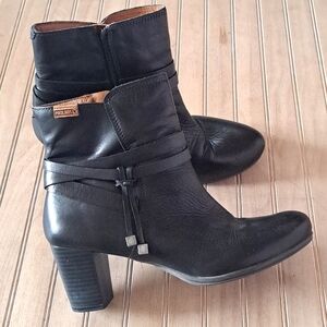 Pikolinos Verona Classic Black Heeled Leather Ankle Boots Size 39 US size 8.5-9
